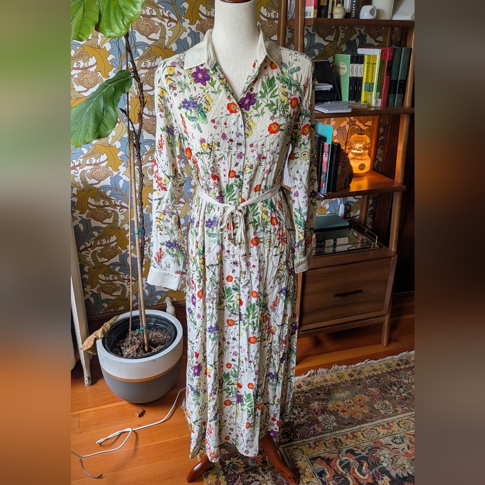 Mason's Floral Long Sleeve Shirt-Dress